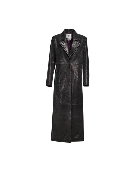 Maison sél Black Long Leather Trench Coat – Anthracite