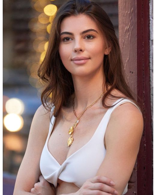 Adriana Pappas Designs Metallic Golden Rays Drop Necklace