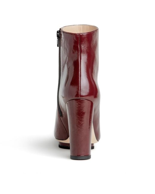 Beautiisoles by Robyn Shreiber Made in Italy Purple Tessa Burgundy Shiny Patent Leather Work Or Day Platfrom Chunky Heel Ankle Bootie