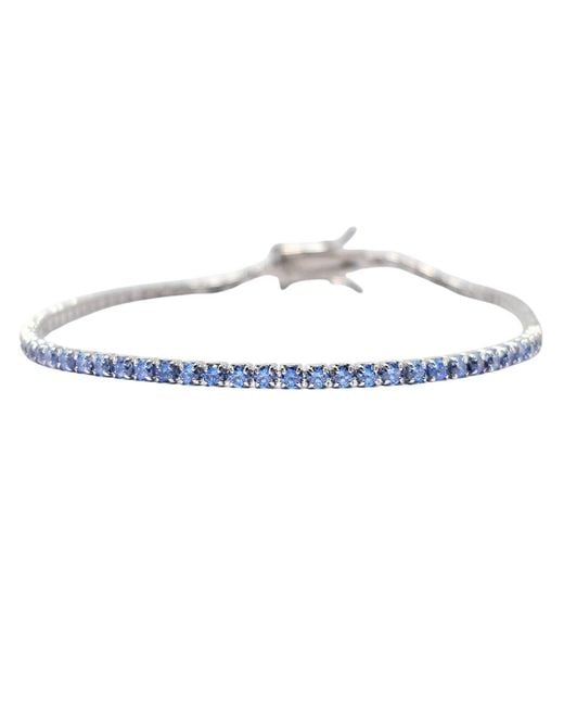 Harfi White Sterling Aquamarine Gemstone Tennis Bracelet