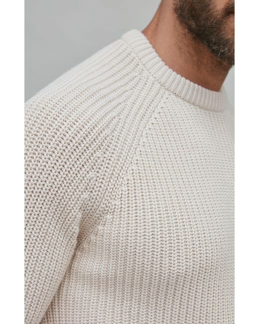 Paul James Knitwear Pink Neutrals Heavyweight Cotton Clark Fisherman Rib Knit Jumper for men