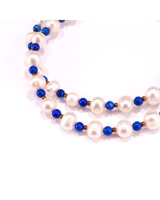 Mineralgems•Studio Blue Lapis Lazuli And Pearl Necklace for men