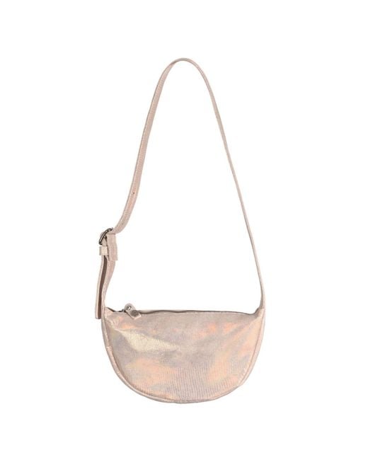 Owen Barry Natural Neutrals Leather Sling Bag Nude Mettalic