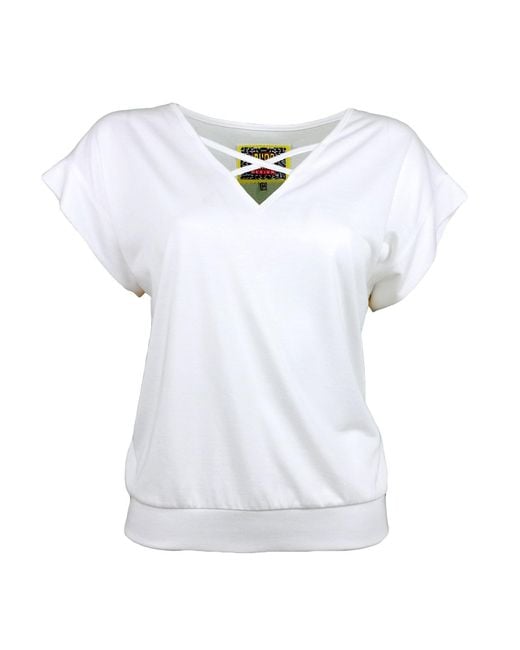 Lalipop Design White Viscose Blouse With Digital Print Detail