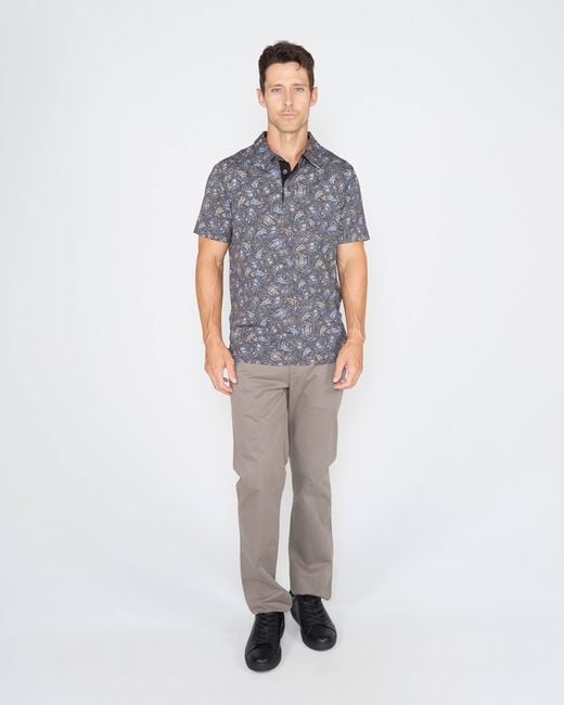 Lords of Harlech Gray Pietro Madrid Paisley Polo Shirt for men