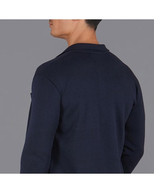 Paul James Knitwear Blue Extra Fine Merino Wool Fabrizio Work Shirt for men