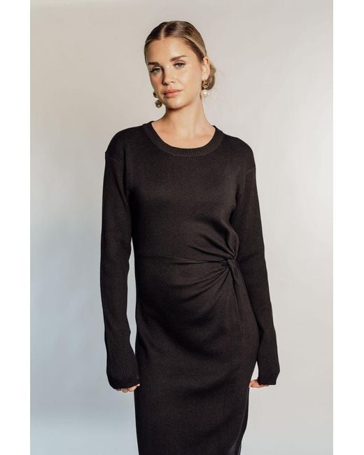 Rave on Trend Black Knot Detail Knitted Maxi Dress