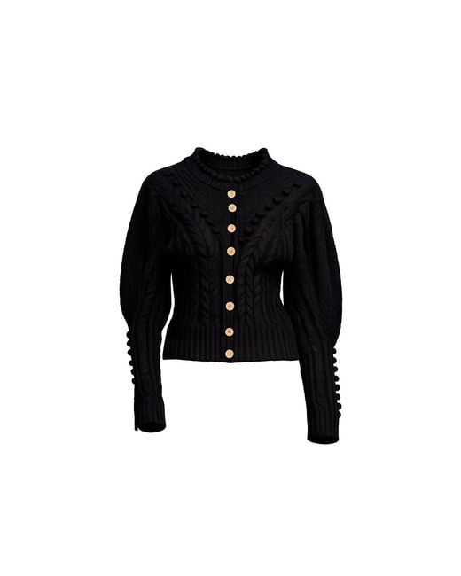 Tantra Spain Sl Black Crochet Knit Jacket With Pom-Pom And Flower Details