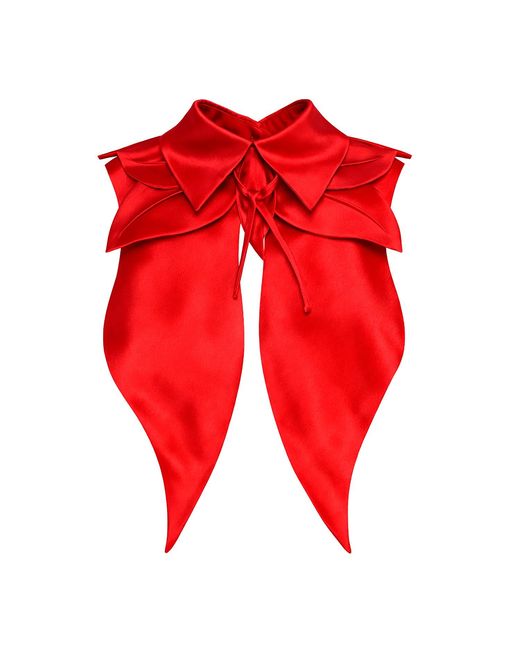 Julia Allert Red Oversized Satin Bib Collar