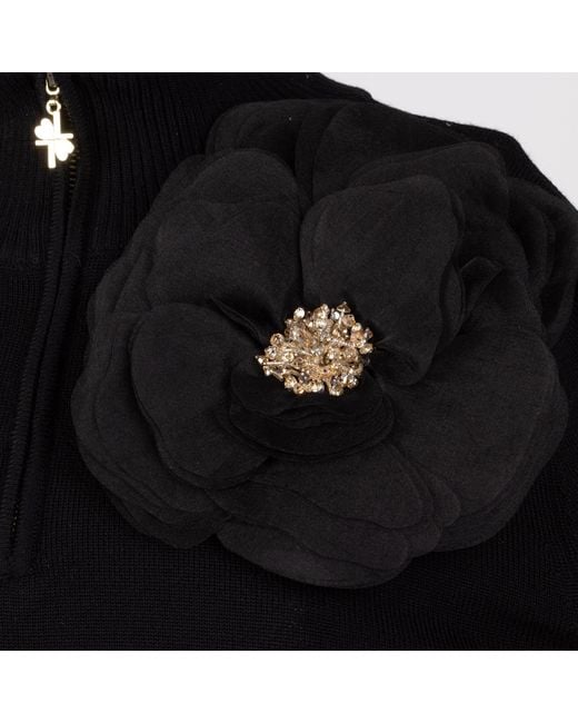 House of Laines London Black Laines Couture Quarter Zip Jumper With Embellished Corsage