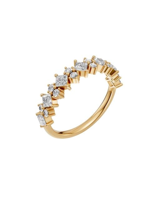 Aya Fine Jewelry Metallic Minimalist Princess & Round Diamond Wedding Ring