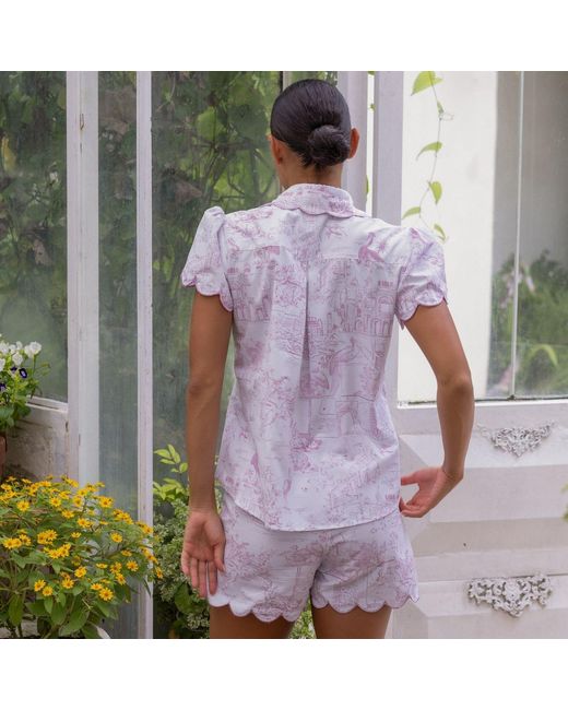 Love Letters X Purple Toile Cap Sleeve Short Pyjama Set