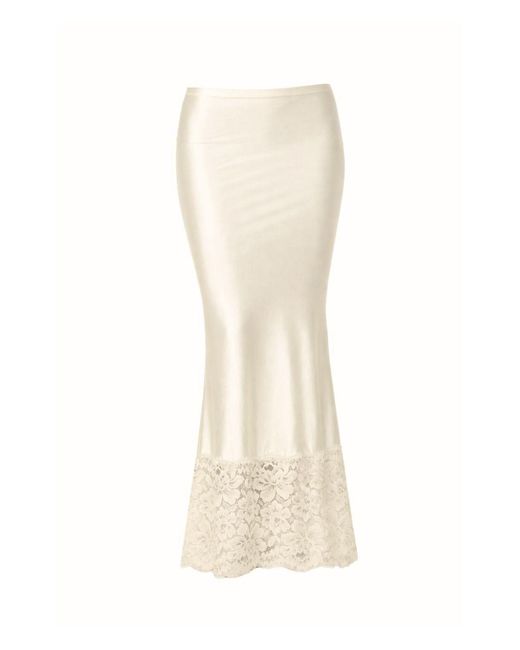 Montce White Neutrals Cream Silkie Natalia Skirt W Lace