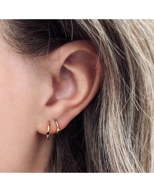 Tory Long Metallic Sapphire Huggie Hoops