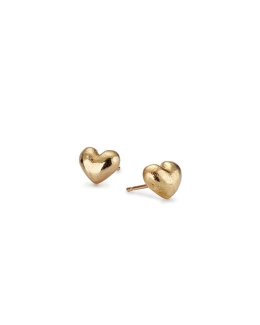 Lulu and Boo Jewellery Metallic Chunky Puffy Heart Solid Nine Carat Stud Earrings