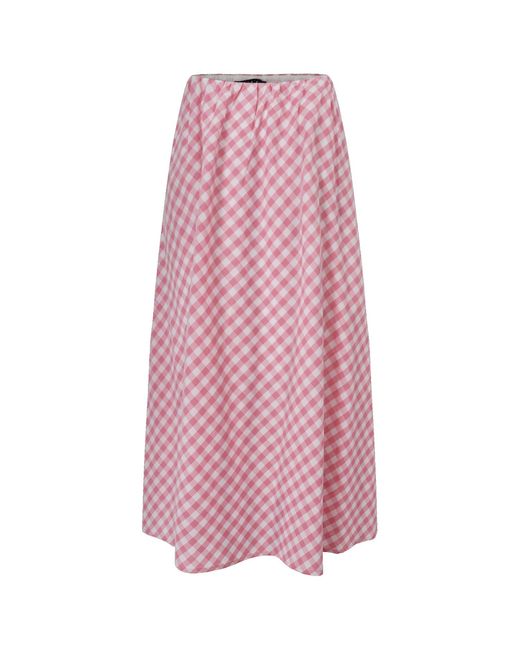 Smart and Joy Pink Cotton Midi Skirt With Pockets