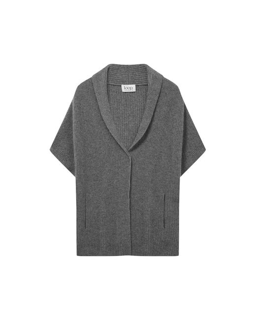 Loop Cashmere Gray Half Cardigan Sleeveless Cardigan