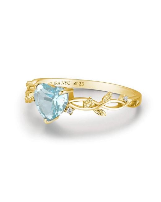 Azura Jewelry New York White Everlasting Heart Sky Topaz Ring Vermeil