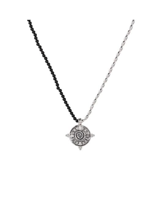 Aurozia Metallic Three Charms Solar Meridian The Sun Crystal Beaded Necklace Agate