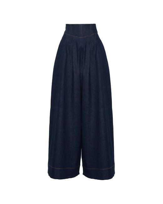 Ofuure Blue Kiara Denim Wide Leg Pants