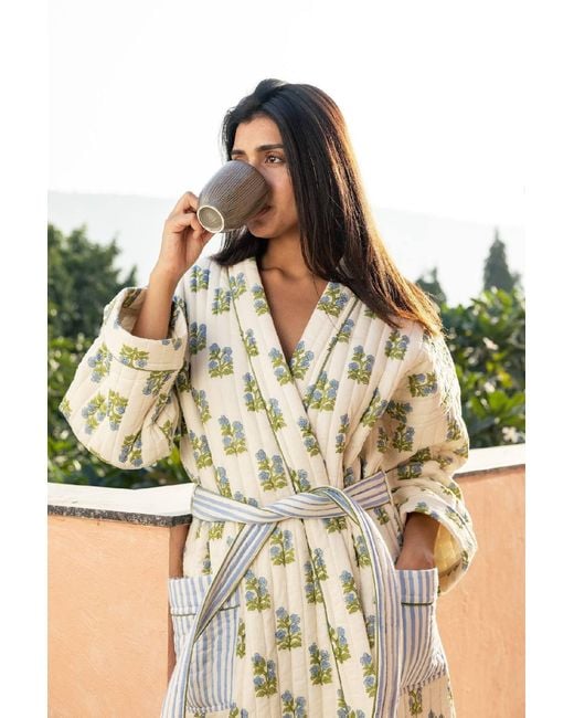 Mooch Cotswolds Metallic Quilted Luxury Cotton Dressing Gown Robe
