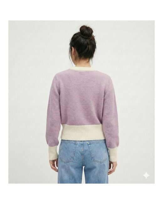 Saachi Purple Ruffled Bloom Pullover Sweater