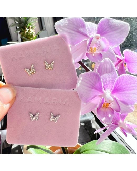 KAMARIA Metallic Butterfly Stud Earrings With Crystals