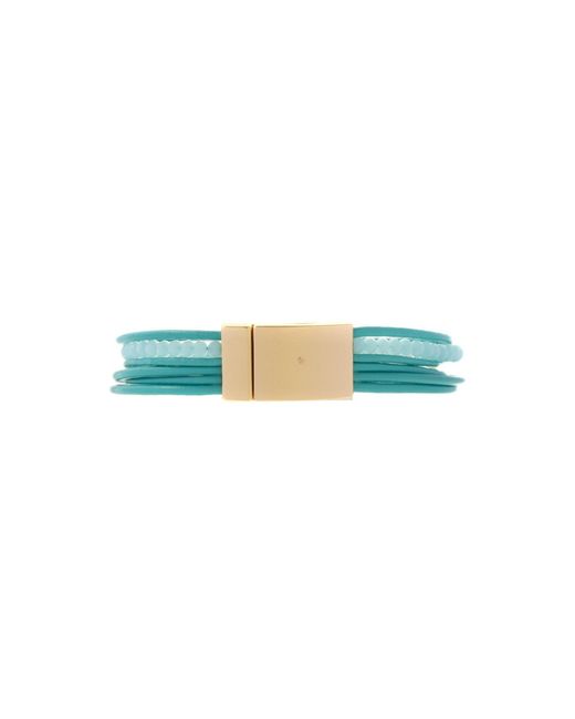 Saachi Blue Leather Golden Arrow Bracelet