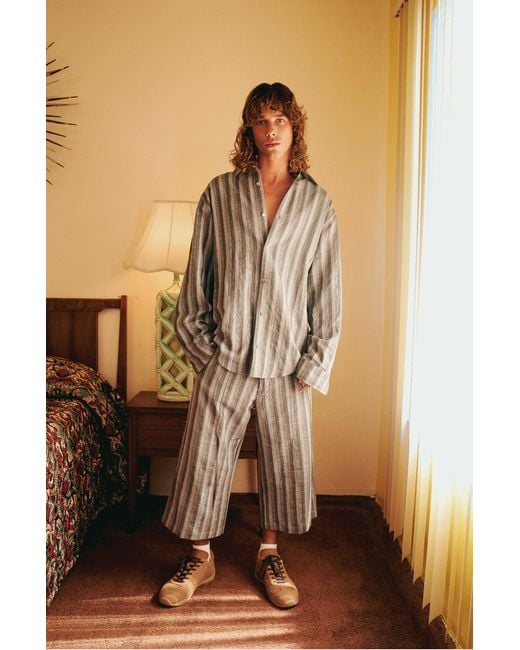 Pcfg Gray Linen & Cotton Blend Checked Woven Short for men