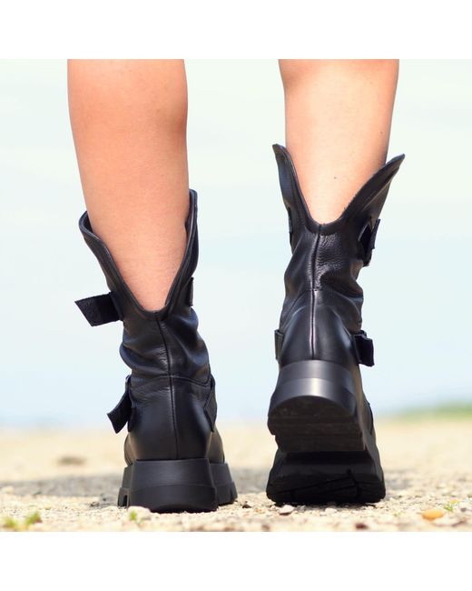 Adrenaline Fashion Blue Designer Summer Boots – Genuine Leather, Open Toe, Chunky Sole With Buckle Straps