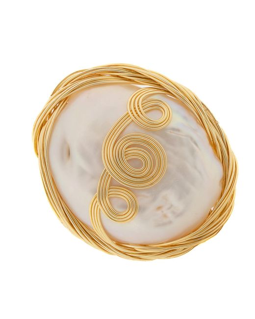 Ebru Jewelry Metallic Cleopatra Pearl & Spiral Ring