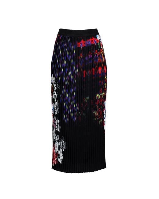 Lalipop Design Blue Floral Print Fully Pleated Maxi Skirt