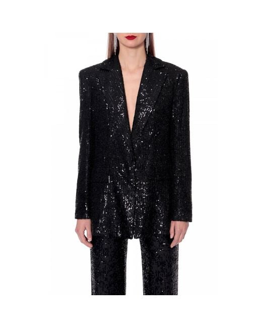 AGGI by HALEWSKI Black Luna Obsidian Sequined Blazer