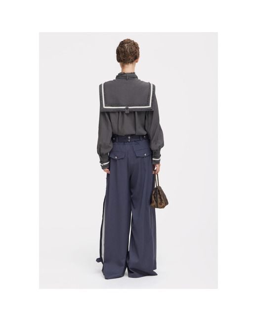 Julia Allert Gray Tie Front Long Sleeve Blouse –
