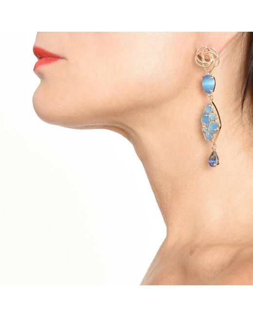 Addicted Blue Giunone Chandelier Earrings Water Color