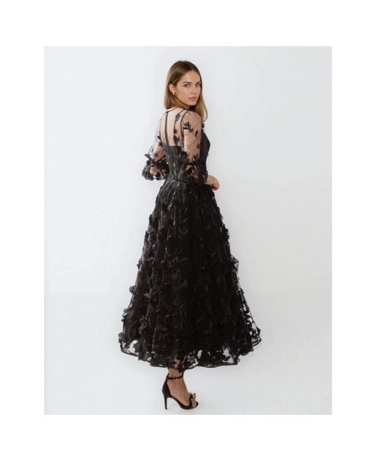 MATSOUR'I Black Cocktail Dress Franceska Midi