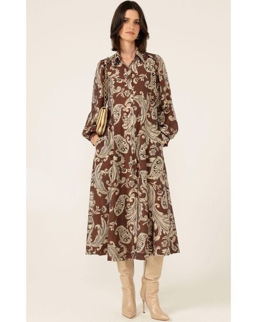 SACHA DRAKE Brown Neutrals Vanessa Shirtmaker Dress