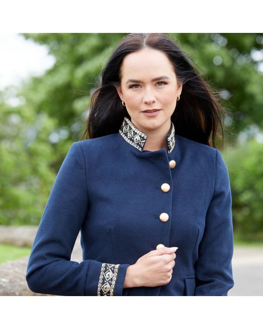 Guinea London Blue Military Jacket With Sequin Braid Details