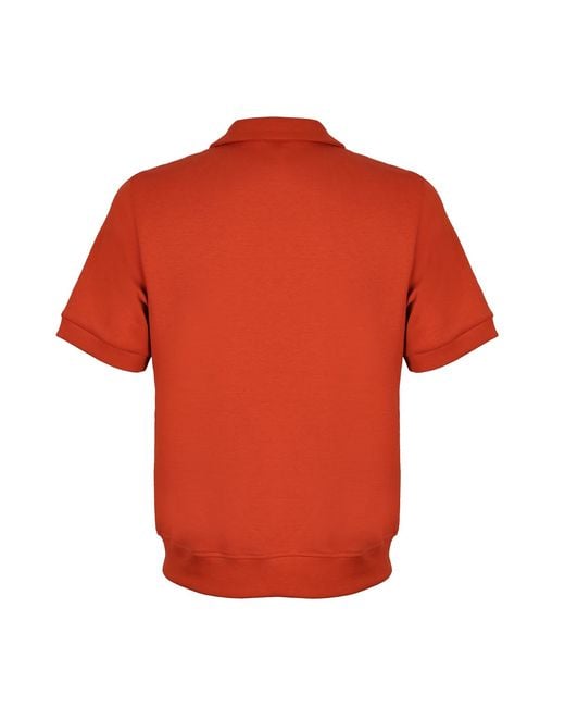 DAVID WEJ Red Enzo Cotton V-Neck Polo for men