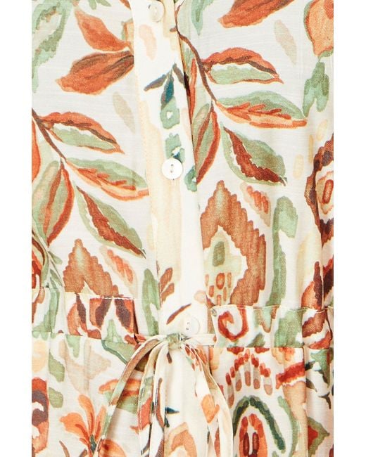 Yumi' Metallic Neutrals Ivory Viscose Relaxed Boho Print Maxi Shirt Dress