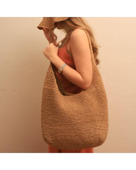 Springmoonatelier Brown Raffia Shoulder Bag