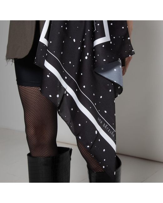 Una Berzina Black Printed Polka-Dot Scarf