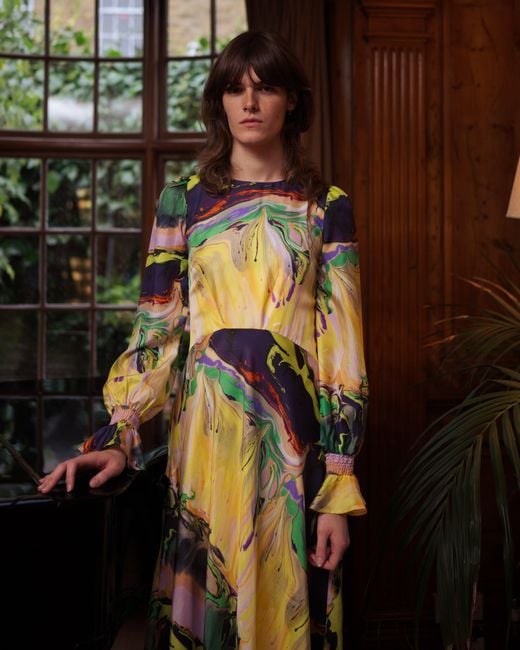 Klements Yellow Peggy Silk Dress