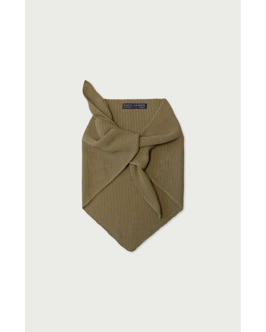 Paul James Knitwear Green Cotton Beault Textured Triangle Scarf