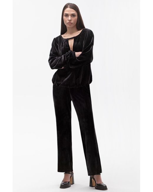 Maison Bogomil Black Plush Surplice Blouse
