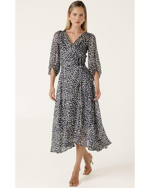 SACHA DRAKE Gray Cloudland Wrap Dress