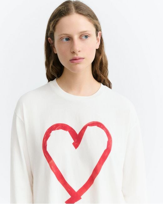 Thinking Mu White Heart Tape Emily Long-Sleeve T-Shirt