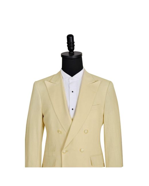 DAVID WEJ Natural Neutrals Hugo Linen Double Breasted Suit for men