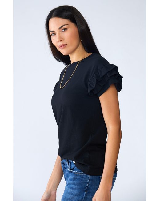 LOVETRUST Black Ella Ruffle Sleeve Tee