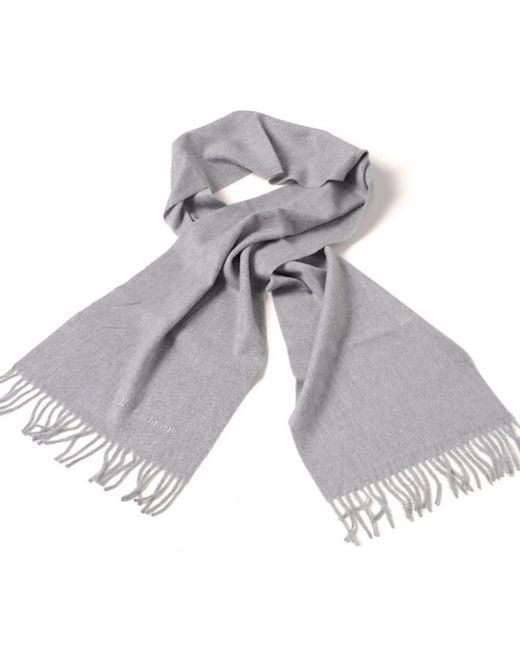 Bel Cashmere Gray Cashmere Scarf With Fringes